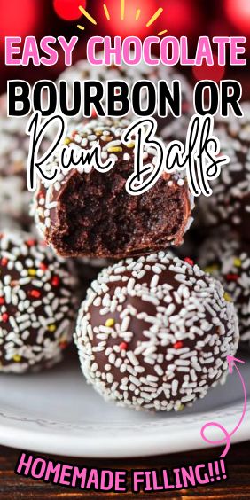 Easy Chocolate Bourbon or Rum Balls Rum Balls Recipe Christmas, Bourbon Balls Recipe, Carrot Cake Cheesecake Recipe, Chocolate Covered Graham Crackers, Peach Pound Cakes, Bourbon Balls, Christmas Baking Cookies, Easy Carrot Cake, Rum Balls