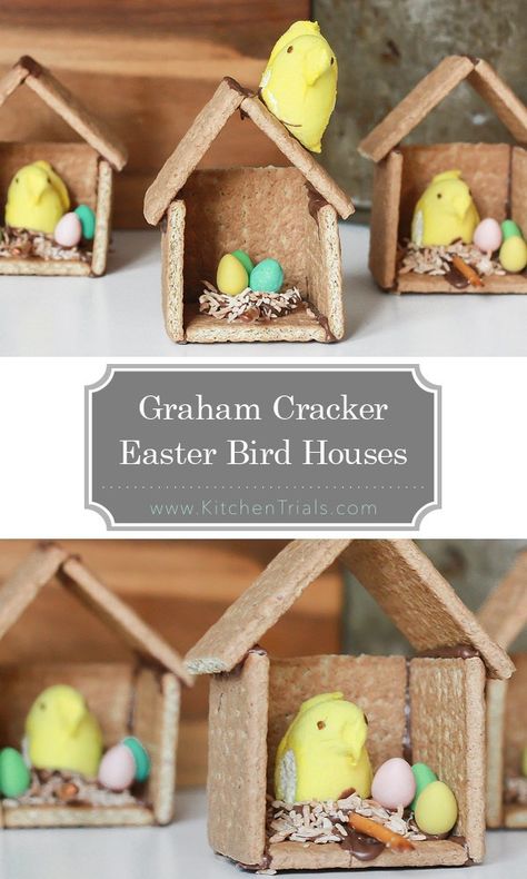 Graham Cracker Easter Birdhouses Biscuits Graham, Easter Goodies, Easter Craft, Easter Dinner, Easter Time, Easter Dessert, Easter Activities, Spring Holidays, Easter Brunch