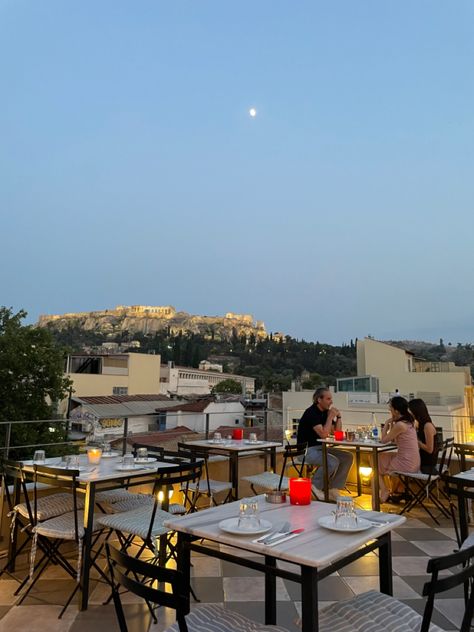 #greece #athens #acropolis #restaurant #summer #foryoupage Athens Greece Aesthetic, Greece Restaurant, Chill Restaurant, Athens Summer, Greece Girl, Couple Summer, Greece Trip, Mediterranean Summer, Greece Beach