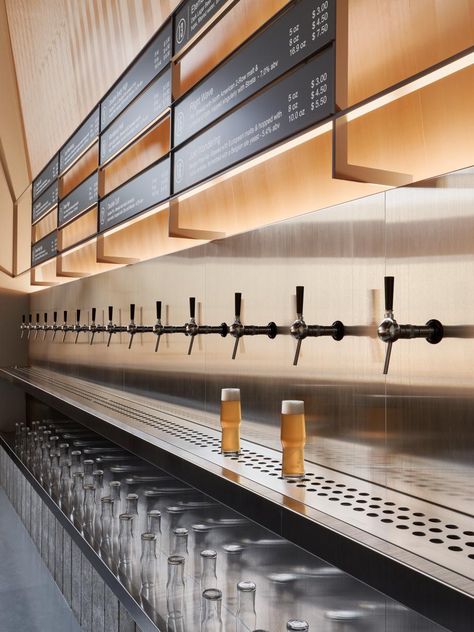 Wondrous Brewing Company celebrates new minimalist home in San Francisco Surfer House, Brewery Interior Design, Brewery Interior, Wine Station, Clean Concrete, Exposed Ceilings, Brewery Design, Beer Taps, Brew Pub