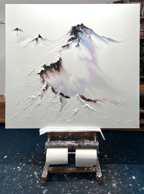 F10_1 Diy Plaster Art Canvas Mountains, Mountain Texture Art, Structure Painting, Cer Nocturn, Mountain Painting, Painting Art Lesson, Plaster Art, Mountain Paintings, Amazing Art Painting