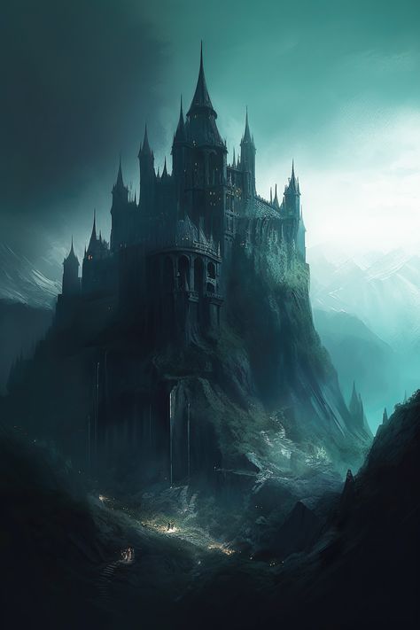 Art Astethic, Dnd Visuals, Shadow Castle, Shadow Kingdom, Gothic Fireplace, Fantasy Cottage, Anime Gangster, Dark Castle, Foggy Mountains