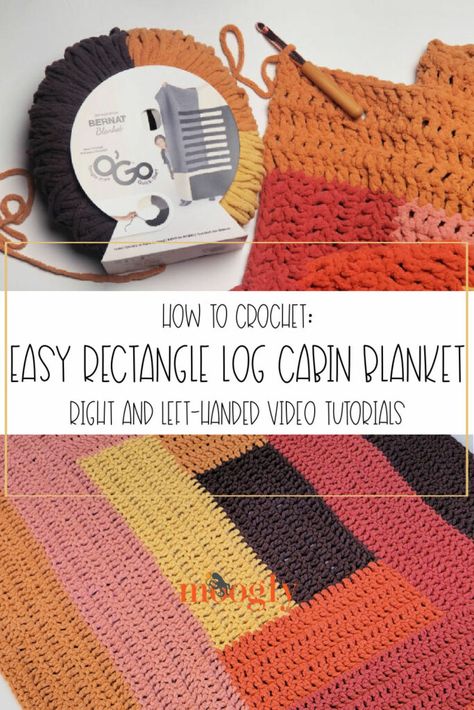 The Easy Rectangle Log Cabin Blanket Tutorial will show you how to crochet this cozy and quick throw - in both right and left-handed video tutorials! Follow along with the free written crochet pattern on Moogly! #howtocrochet #yarnspo Crochet Log Cabin, Cabin Crochet, Log Cabin Blanket, Moogly Crochet, Cabin Blanket, Left Handed Crochet, Blanket Tutorial, Crochet Charts, Crochet Blanket Pattern Easy