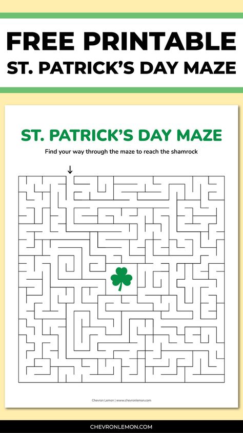 Free printable St. Patrick's Day maze St Patricks Day Activity Sheets, St Patrick Day Worksheets Free Printable, Free St Patrick's Day Printables, St Patricks Day Activities For Kids, St Patricks Activities, Games For Senior Citizens, Power School, Kinder Worksheets, Printable Games For Kids