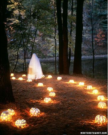 Outside decor Halloween ideas. Fun for my Halloween party! Creepy Halloween Diy, Haunted Trail Ideas, Haunted Maze, Martha Stewart Halloween, Haunted Woods, Haunted Hayride, Haunted Forest, Creepy Halloween Decorations, Pumpkin Carving Ideas