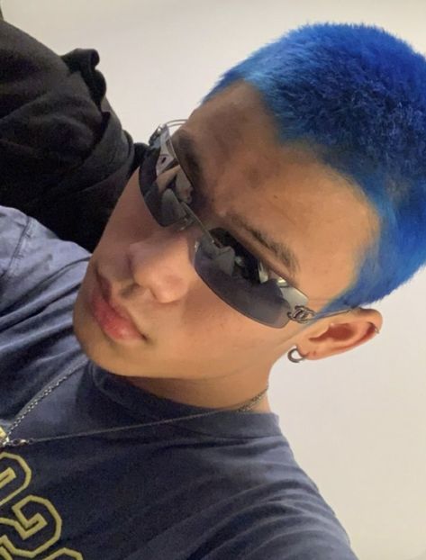 Blue Hair Buzzcut, Men’s Blue Hair, Dark Blue Buzzcut, Blue Buzzcut Men, Blue Hair On Men, Blue Dyed Hair Men, Blue Shaved Hair, Short Blue Hair Men, Blue Hair Men Aesthetic