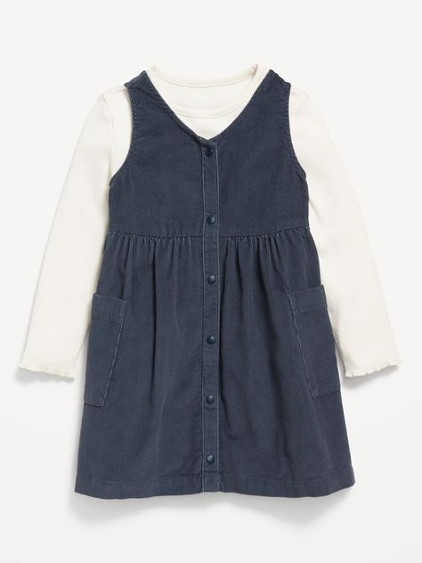 Sleeveless Pocket Corduroy Dress and Top Set for Toddler Girls | Old Navy Old Navy Toddler Girl, Holiday Photoshoot, Corduroy Dress, Toddler Clothes, Baby Life, Fit Dress, Family Outfits, Toddler Dress