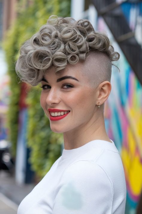 Elevate your style with this stunning take on curly hairstyles featuring shaved sides. Perfect for medium length or short hair, this look combines edgy contrast with soft, natural curls. Whether you wear it half up or with a sleek ponytail, this easy and cute hairstyle is ideal for summer days or school events. Embrace your inner baddie while keeping everything effortlessly pretty! #curlyhairstyles Hairstyles With Shaved Sides, Trendy Curly Hairstyles, Effortlessly Pretty, Cute Simple Hairstyles, Shaved Side Hairstyles, Cute Hairstyle, Shaved Sides, Sleek Ponytail, School Events