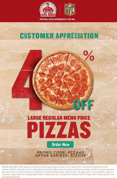 Pinned September 27th: 40% off pizza today at Papa #Johns via promo code PIZZA40 #coupon via The #Coupons App Pizza Promo, Papa Johns Pizza, Daily Supplements, Social Media Mockup, Papa Johns, Coupon Apps, Indian Desserts, Customer Appreciation, Promo Codes