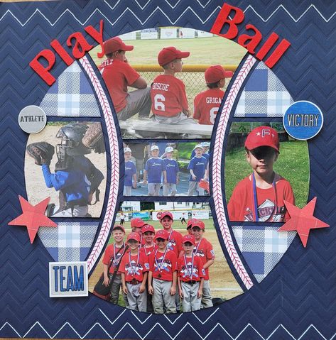 Softball Scrapbooking Layouts, Baseball Scrapbook Layouts Ideas, Sport Scrapbook Ideas, Softball Scrapbook Ideas, Baseball Scrapbook Layouts, Baseball Layouts, Basketball Scrapbook, Baseball Scrapbook, Graduation Album