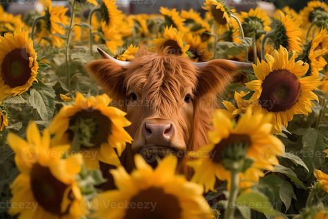 Many various sunflowers highland cow face. Highland Cow Face, Cow Wallpaper, Country Backgrounds, Pixel Art Background, Fluffy Cows, Cow Face, Highland Cows, Animal Jokes, Computer Wallpaper