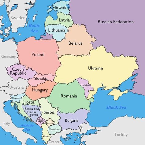 Look at These Maps of the Countries of Eastern Europe Romainia and hungary Eastern Europe Map, Germany Poland, Map Of Europe, European Map, Europe Countries, Geography Map, Germany Map, Eastern Europe Travel, Les Continents