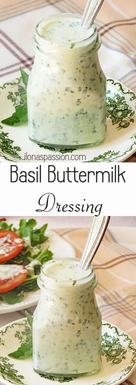 Healthy Recipes Salad, Sour Cream Dip Recipes, Buttermilk Dressing, Salads Dressing, Recipe For Teens, Coconut Dessert, Buttermilk Ranch, Basil Recipes, Buttermilk Recipes