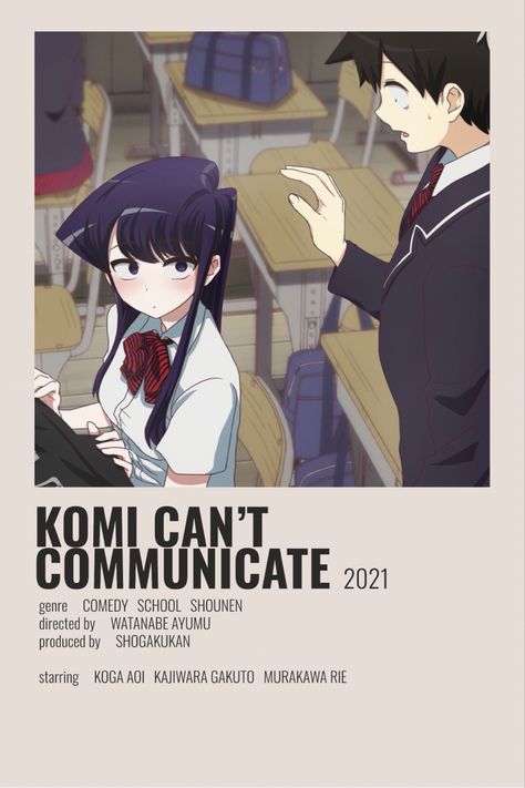 Anime To Watch, Komi Can't Communicate, Komi-san Wa Komyushou Desu, Iconic Movie Posters, Anime Suggestions, Anime List, Animes To Watch, Komi Cant Communicate, Poster Anime