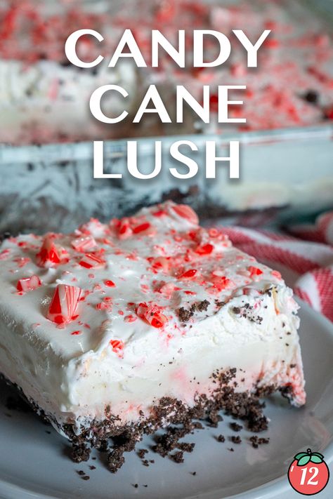 Candy Cane Lush | 12 Tomatoes Oreo Cookie Butter, Peppermint White Chocolate, Candy Cane Dessert, Lush Dessert, Lush Cake, Peppermint Dessert, Peppermint Recipes, Peppermint Cheesecake, Oreo Cookie Crust