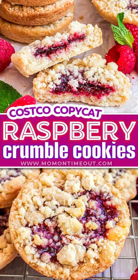 Raspberry Crumble Cookies, Raspberry Cookie Recipes, Crumble Cookie Recipe, Crumble Cookies, Raspberry Crumble, Raspberry Cookies, Raspberry Tarts, Raspberry Recipes, Oreo Dessert