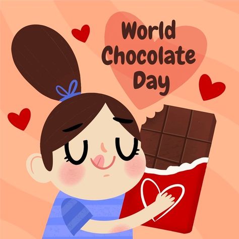 Hand drawn world chocolate day illustration Free Vector Chocolate Day Drawing, Chocolate Vector, Chocolate Drawing, Chocolate San Valentin, World Chocolate Day, Day Illustration, Chocolate Day, Vector Hand, Menu Template