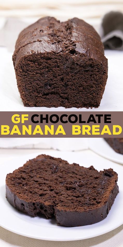 Gluten free chocolate banana bread, with plenty of melted chocolate and cocoa, plus sour cream and of course plenty of bananas. Bread Chocolate, Gluten Free Banana Bread, Gluten Free Banana, Chocolate Banana Bread, Oreo Dessert, Gluten Free Sweets, Gluten Free Eating, Gluten Free Treats, Gluten Free Recipes Easy