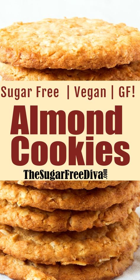 Gluten Free Sugar Free Recipes, Sugar Free Cookie Recipes, Cookies Sf, Dolce Poche Calorie, Sugar Free Baking, Patisserie Sans Gluten, Almond Flour Cookies, Sugar Free Vegan, Sugar Free Cookies