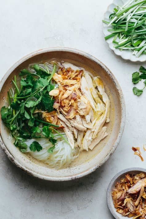 Glass Noodle Soup, Vietnamese Chicken Soup, Cellophane Noodles, Light Summer Meals, Vietnamese Chicken, Banana Granola, Glass Noodles, Fried Shallots, Braised Pork