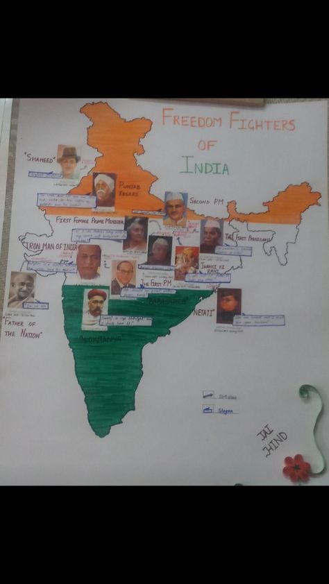 Freedom Fighters Project Ideas, Freedom Fighters Of India, Geography Map, Freedom Fighter, India Map, School Notebooks, Indian History, School Project, Freedom Fighters