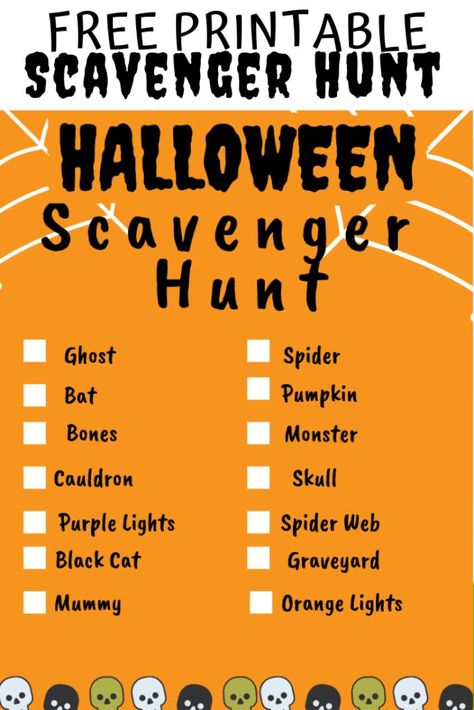 Are you looking for a fun, free activity to do with your kids for Halloween?  A scavenger hunt is the perfect way to check out fun decorations and do an activity!  Grab your free printable trick or treat scavenger hunt or kids here! #halloween #kidsactivity #scavengerhunt Halloween Masks Kids, Fun Halloween Party Games, Spooky Decorations, Halloween Scavenger Hunt, Diy Halloween Games, Fun Decorations, Halloween Activity, Halloween Traditions, Scavenger Hunt For Kids