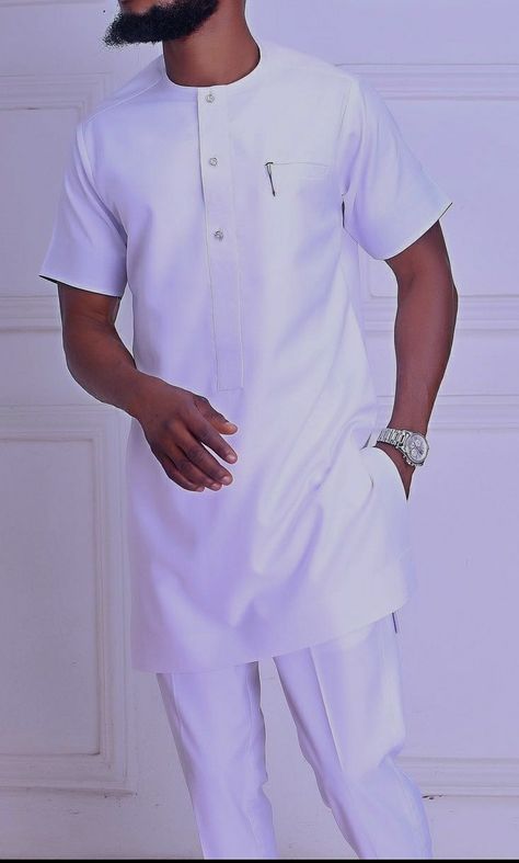 White Senator Material Styles For Men, White Senator Design, Senator Styles For Men Latest 2024 White, Plain White Senator Design For Men, White Kaftan For Men Nigerian, Kaftan For Men, Latest African Wear For Men, African Wear For Men, African Wear Styles For Men