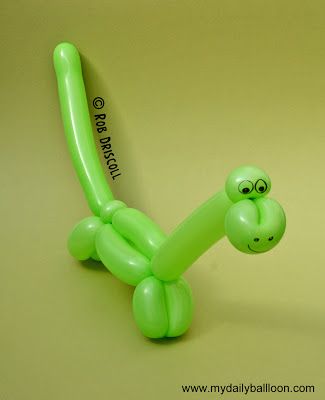 My Daily Balloon: 4th August - Diplodocus #balloon #twisting Balloon Twisting Ideas, Balloon Twisting, Balloon Animal Dinosaur, Ballon Animal Ideas, Dinosaur Balloon Animal, Cool Balloon Animals Ideas, Balloon Animal Tutorial, Dinosaur Balloon Twisting, Balloon Animal Sculpture