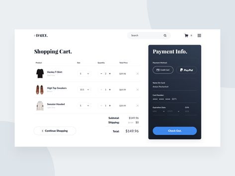 Daily UI #02 - Checkout by Anton Pecheritsa | Dribbble Website Checkout Design, Checkout Ui, Wireframe Design, Card Ui, Checkout Page, Ui Design Website, Daily Ui, Ecommerce Design, Web Ui Design