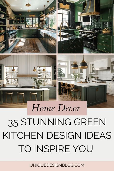 35 Stunning Green Kitchen Design Ideas to Inspire You Emerald Green Kitchen Walls, Warm Oak Floors, Award Winning Kitchen Design, Green Tile Backsplash, Green Kitchens, Green Subway Tile, Kitchen Renovation Design, Green Kitchen Designs, Kitchen Renovation Inspiration