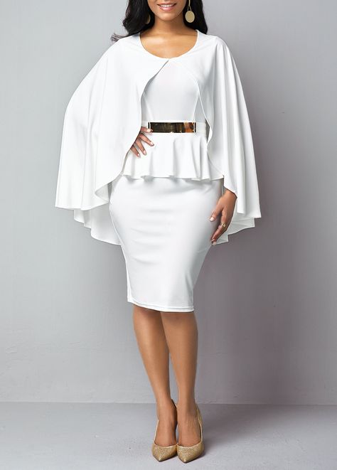 Round Neck Overlay Peplum Waist Dress | Rosewe.com - USD $31.27 White Christmas Dress, White Peplum Dress, Latest Dress For Women, Round Neck Dress, White Peplum, Elopement Dress, Round Neck Dresses, Overlay Dress, Aircraft Design