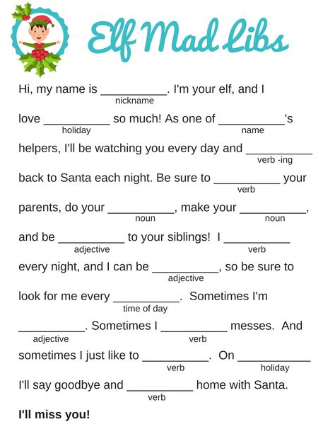 Mad Libs Printable, Christmas Mad Libs, Mad Libs, Printable Ideas, Free Christmas Printables, Xmas Ideas, Printable Templates, Printable Image, Activities To Do