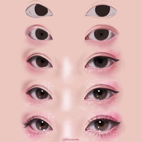 Eye Step By Step Drawing, Digital Painting Photoshop, Eye Drawing Tutorials, Drawing Eyes, Drawing Hair, Siluete Umane, Digital Art Beginner, Lukisan Cat Air, Digital Painting Tutorials