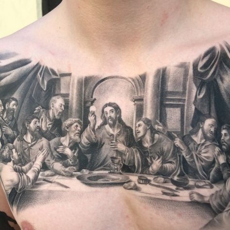 Thank you @nicolaimeyer72 for the time and dedication! __________________________________________________ All shares, likes and comments… | Instagram Last Dinner Tattoo, Last Dinner, Religious Tattoo, Religious Tattoos, Tattoos Art, Classic Tattoo, Angel Tattoo, Last Supper, August 12