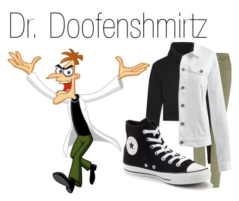 "Dr. Doofenshmirtz~ DisneyBound" by basic-disney ❤ liked on Polyvore featuring Michael Kors, AG Adriano Goldschmied, Lands' End and Converse Perry And Dr. Doofenshmirtz Costume, Vanessa Doofenshmirtz Costume, Simple Character Costumes, Disbounding Disney Characters, Oswald Disneybound, 90s Inspired Halloween Costumes, Goofy Disneybound, Cartoon Character Costume, Disney Bound Outfits Casual