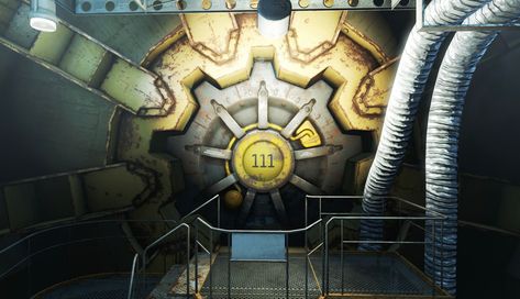 Vault 111, Vault Tec, Vault Doors, Minecraft Architecture, Fallout 4, Vaulting, Fallout, Fallout Vault, Gate