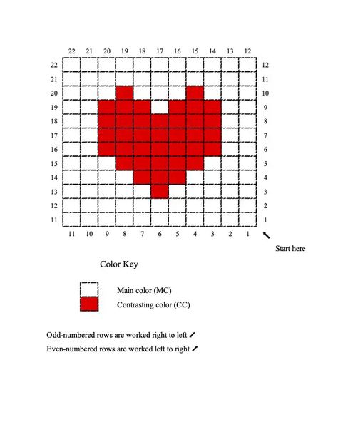 Crochet Heart Pixel Pattern, Knitting Heart Stitch, Heart Knitting Chart, Heart Tapestry Crochet Pattern, Simple Tapestry Crochet, Knitting Hearts, C2c Heart, Knit Heart Pattern, Pixel Art Love