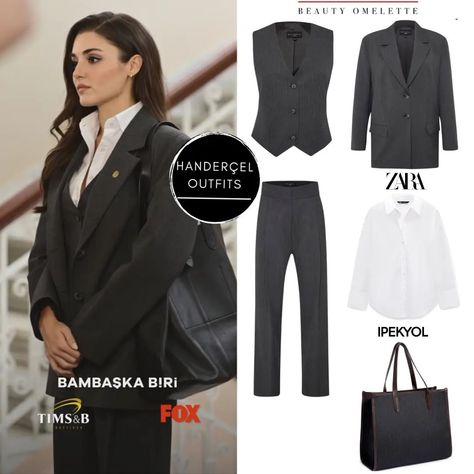 🌹Hande Erçel Closet🌹 (@handerceloutfits) • Instagram photos and videos Stylish Business Outfits, Boss Lady Outfit, Hande Ercel Style, Female Clothes Outfits, Oversize Blazer, Woman In Suit, Modest Casual Outfits, Outfit Zara, Color Combinations For Clothes