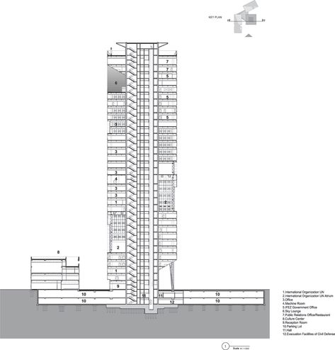 Tower Section, Section Illustration, Ideas For Portfolio, Tall House, Vertical City, Residential Tower, Unique Floor Plans, System Architecture, Office Architecture