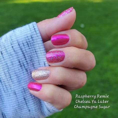 Color Street Raspberry Remix Combo, Raspberry Remix Color Street, Raspberry Jam Color Street, Pink Color Street Combos, Color Street Raspberry Jam, Nailfie Ideas, Mani Pedi Combos, Jazzy Nails, Real Nails