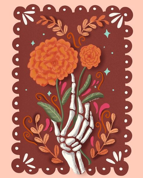 Jessartlet Illustrations Dia De Los Muertos Decorations Ideas, Mexican Art Tattoos, Mexican Culture Art, Día De Muertos, Mini Collection, Mexican Designs, Fete Anime, Mexican Culture, Mexican Art