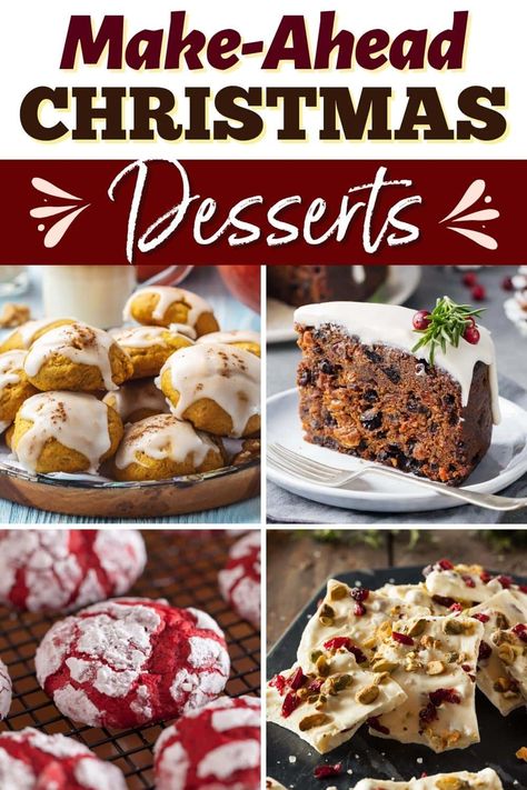 Make Ahead Christmas Desserts, Easy Holiday Party Desserts, Make Ahead Christmas Cookies, Candy Cane Dessert, Holiday Party Desserts, Pumpkin Crunch Cake, Christmas Dessert Table, Whipped Shortbread Cookies, Xmas Desserts