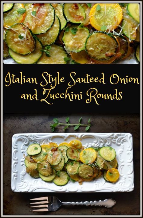 Italian Style Sauteed Onion and Zucchini Rounds Zucchini And Onions, Sauteed Zucchini And Squash, Zucchini Rounds, Gluten Free Recipes Side Dishes, Nutrisystem Recipes, Sauteed Onions, Dinner Recipes Healthy Family, Veggies Recipes, Sides Dishes