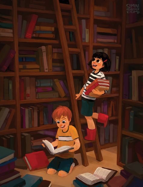 People Reading Books Drawings, Library Illustration Art, Simini Blocker, Children Reading Books, Library Illustration, Friend Magazine, Children Reading, People Reading, Best Mysteries