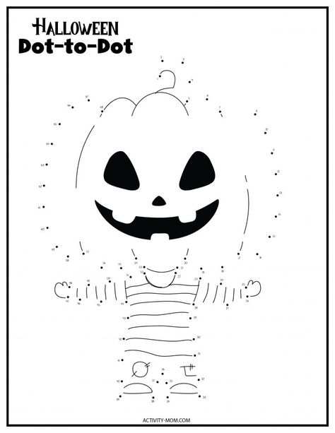 Halloween Dot to Dot Printables (free) - The Activity Mom Dot To Dot Halloween, Halloween Dot To Dot, Dot Coloring Pages, Halloween Picture Books, Dot To Dot Printables, Halloween Worksheets, Dot Worksheets, Mother's Day Activities, Halloween Printables Free