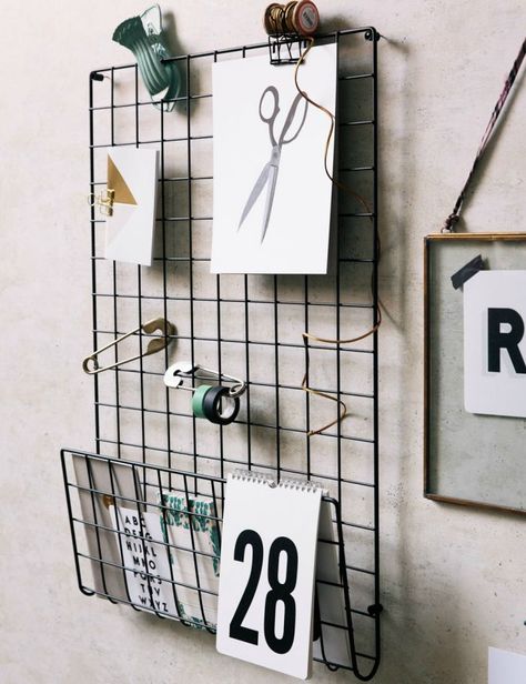 Plant Display Ideas, Wand Organizer, Blown Glass Pendant Light, Blown Glass Pendant, Grid Design, Memo Board, Store Displays, Wire Mesh, Hanging Shelves