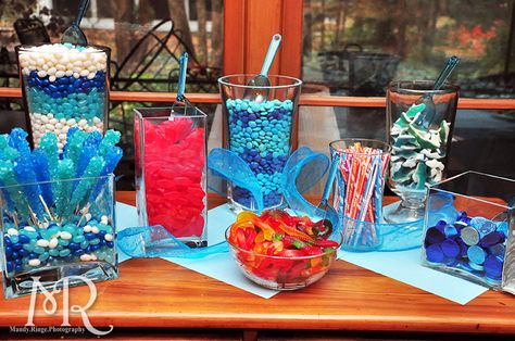 Sea Themed Birthday Party, Under The Sea First Birthday, Bar Treats, Birthday Party Candy Bar, Cupcake Invitations, Sea Party Ideas, Candy Bar Party, Ocean Theme Party, Bar Setup