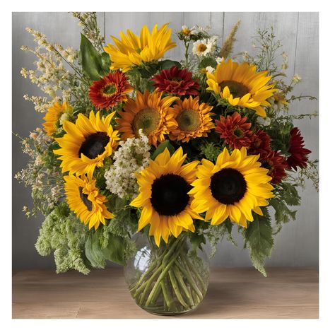 Best Flower Delivery Storrs | Storrs, CT Florist | Found Florist Farm – Found Florist Farm, LLC Arrangements With Sunflowers, Deep Sympathy, Garden Sunflowers, Sunny Fall Day, Sunflower Centerpieces, Thanksgiving Flowers, Sunflower Arrangements, Floral Business, Fall Flower Arrangements