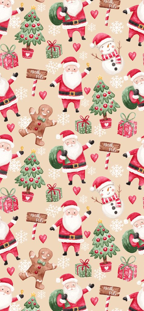 Classic Christmas Background, Christmas Eve Background, Seasonal Phone Wallpapers, Christmas Watercolor Wallpaper, Cute Christmas Wallpaper Iphone Winter, Christmas Backgrounds Cute, Santa Phone Wallpaper, Traditional Christmas Wallpaper, Santa Claus Wallpaper Iphone