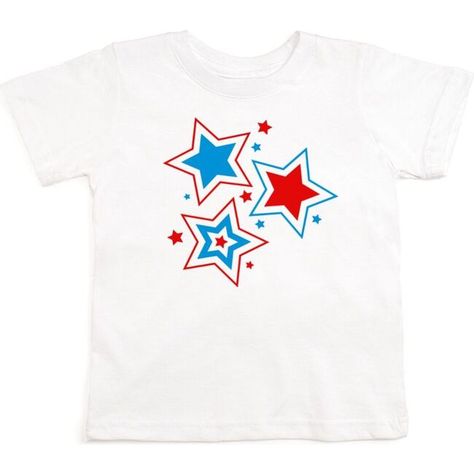 The Patriotic Star Short Sleeve T-Shirt is a fun and festive t-shirt for kids celebrating the 4th of July or to show patriotic spirit any day! Shirt Color: White. Graphic Color: Red, White and Blue. Features: Tagless inside neck label for an itch-free wear. Fit: Toddler Unisex; True to Size. Each t-shirt is hand pressed with love using baby and child safe inks. | Sweet Wink | Patriotic Star Short Sleeve T-Shirt, White (Multicolor, Size 7-8Y) | Maisonette collects the best children’s products fro Kids Holiday Gifts, Patriotic Stars, Festival Shirts, Boy Accessories, Kid Tees, Kids Safe, Red White And Blue, Mommy And Me, Tshirts Online